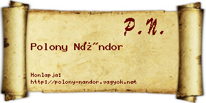 Polony Nándor névjegykártya